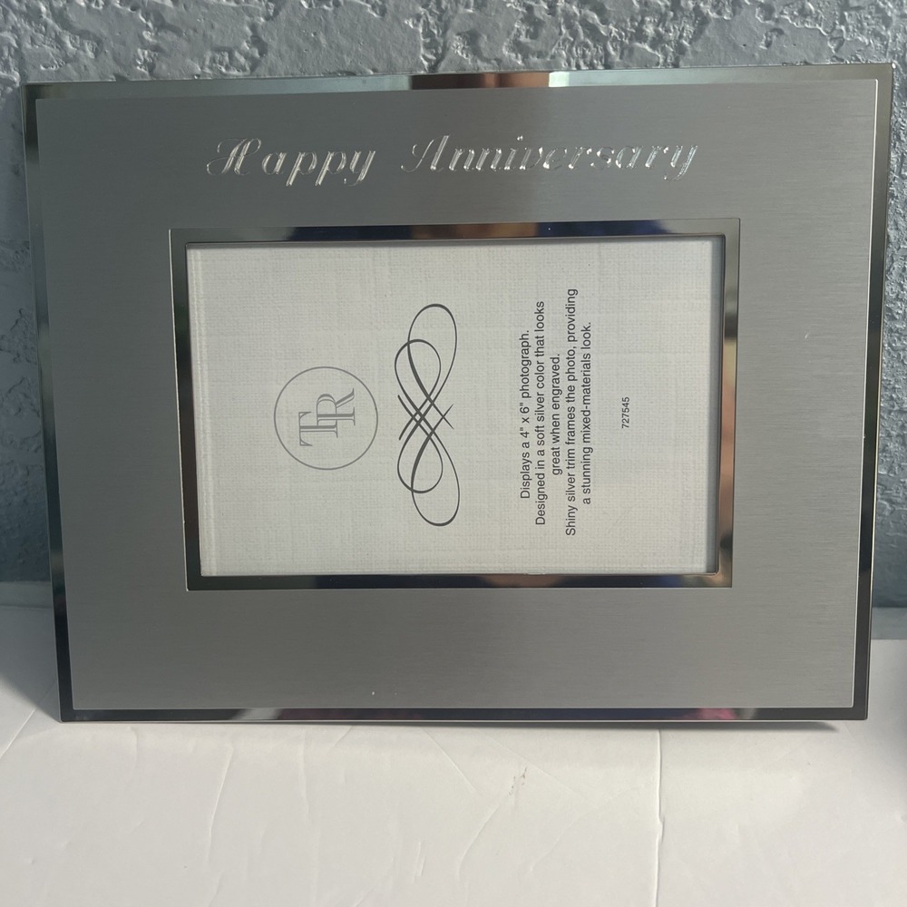 Things Remembered Happy Anniversary Chrome Finish Picture Frame 4 X‎ 6 New